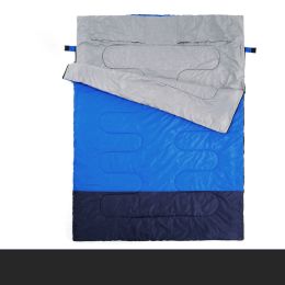 Winter Envelope Thickened Warm Double Sleeping Bag (Color: Navy Blue)