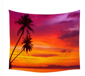 Beach coconut tree starfish shell small fishing tapestry European modern printing living room kitchen background wall blanket (size: 150x230cm thick)