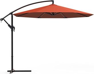 12 FT Outdoor Patio Umbrella Pool Beach Umbrella for Garden Backyard, Champagne (Color: Wine red)