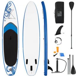 Enjoy Wonderful Water Sports 11-Feet Inflatable Adjustable Surfing Paddle Board (Color: White & Black)
