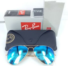 Ray Ban 3025 112/17 Aviator Gold Frame with BLUR MIRROR Lens -ALL SIZES  55mm , 58mm  , 62mm (Color: Blue Mirror)